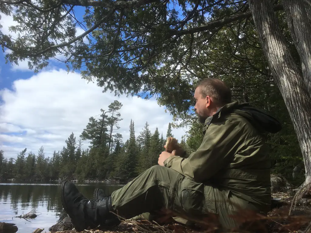 Author enjoying lunch at South Lake Campsite